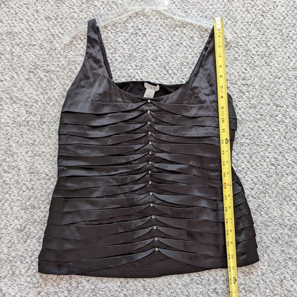 Cache Women's (Size XL) Black Silky Pleated Top with Silver Stud Accents - Picture 4 of 11